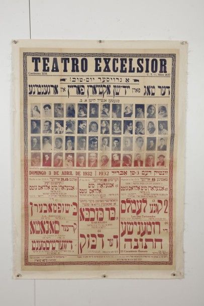 [THÉÂTRE YIDDISH] Affiche du théâtre EXCELSIOR en Yiddish. 1932, Talleres Graficos...
