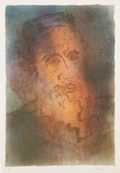 Maurice ARAMA (né en 1934) Le sage rouge 
Lithographie en couleur, épreuve d’artiste...