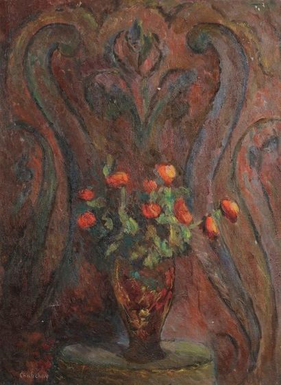 Marie CHABCHAY (1880-1983) Bouquet de fleurs
Huile sur toile.
Signée en bas à gauche.
Saut...