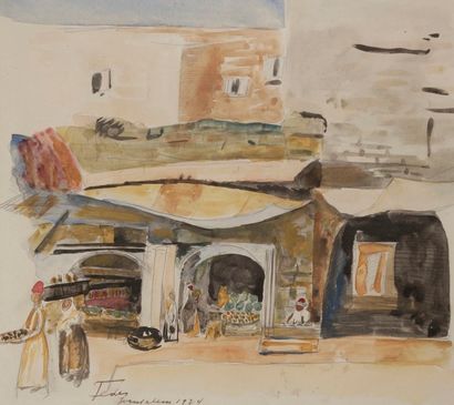 Adolphe FEDER (1886-1945) Commerçants à Jérusalem, 1924
Aquarelle.
Signée, datée...