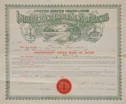 [LOGE MAÇONNIQUE] Certificat de membre de la loge maçonnique de l’ordre indépendant...