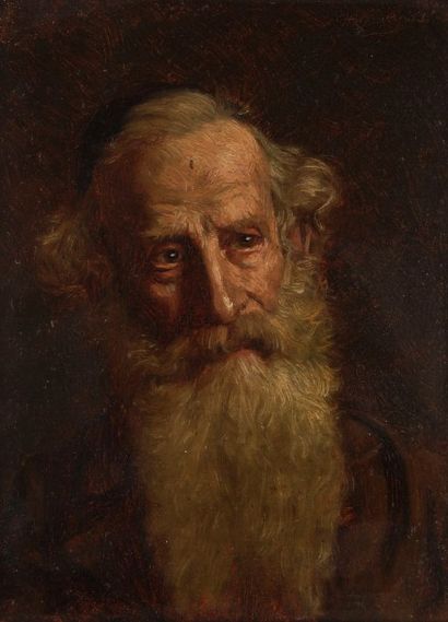 Charles KVAPIL (1884-1957) Portrait de rabbin 
Huile sur panneau.
Signée en haut...
