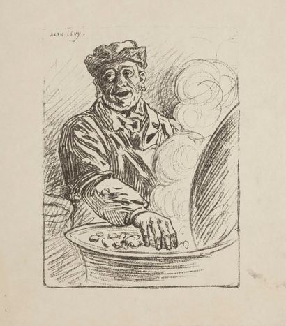 Alphonse LEVY (1843-1918) 
Conversation satyrique
Dessin à l’encre sur papier calque.
Déchirures...