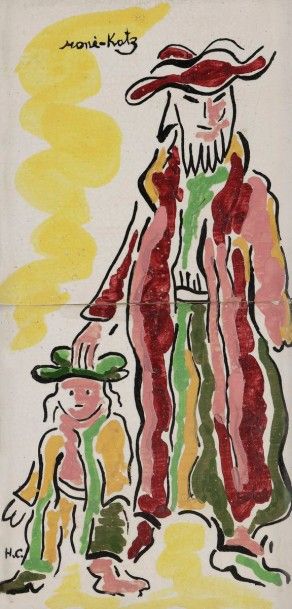 MANE-KATZ (1884-1962) Homme et enfant
Carreaux en céramique émaillée.
Signés et annotés...