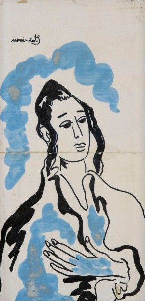 MANE-KATZ (1884-1962) Portrait d’un jeune Hassid, 1956
Carreaux en céramique émaillée.
Signés...