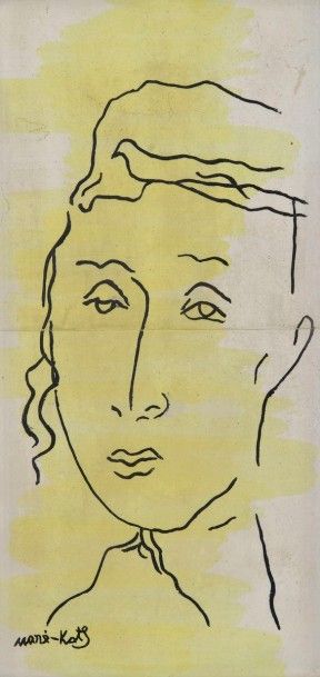 MANE-KATZ (1884-1962) Portrait d’un jeune Hassid, 1956
Carreaux en céramique émaillée.
Signés...