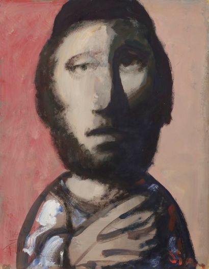 Sylvain VIGNY (1902-1970) Portrait d’homme à la kippah, circa 1950 
Gouache sur carton....