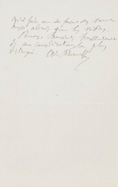 [MANUSCRIT] Adolf FRANCK Lettre autographe signée par Adolf Franck, datée du 7 août...