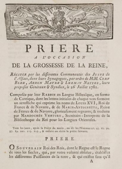 [PRIÈRES] Prière à l’occasion de la grossesse de la Reine. Paris, P. Fr. Gueffier,...