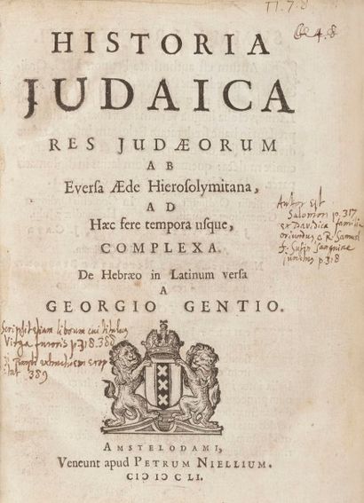 Ibn VERGA Salomon, Historia Judaïca, res Judaeorum ab eversa aede Hierosolymitana...
