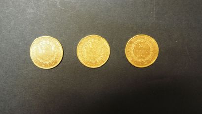 null 3 Pièces de 20 Francs en or type au Génie (1893-1898).
FRAIS ACHETEUR : 8% ...
