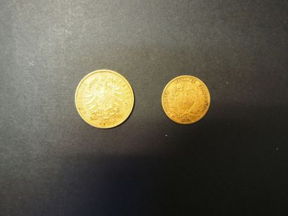 null 1 Pièce de 20 mark en or (1872) et une pièce de 10 Francs en or type Cérès (1851).
FRAIS...
