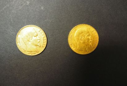 null 2 Pièces de 20 Francs en or type Napoléon III tête nue (1858-1859).
FRAIS ACHETEUR...