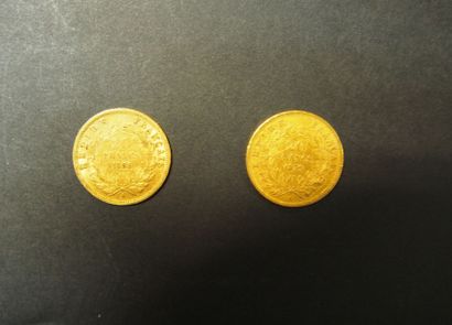 null 2 Pièces de 20 Francs en or type Napoléon III tête nue (1858-1859).
FRAIS ACHETEUR...