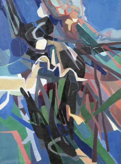 Pierre JOURDA (1931-2007) 
Composition, 1964
Huile sur toile.
Porte le cachet de...