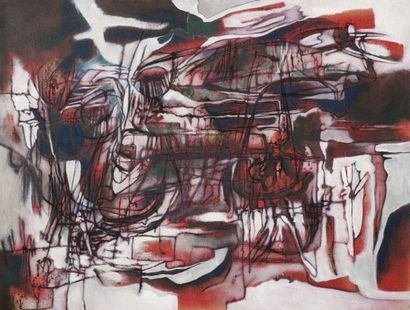 Pierre JOURDA (1931-2007) 
Composition, 1964
Huile sur toile.
Porte le cachet de...