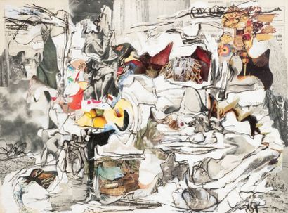 Pierre JOURDA (1931-2007) 
Anamorphose, 1964
Collage et peinture.
Porte le cachet...