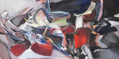 Pierre JOURDA (1931-2007) 
Composition, 1965
Huile sur toile.
Datée en bas à gauche.
Porte...