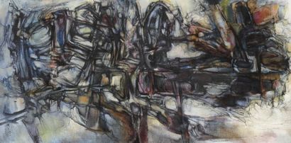 Pierre JOURDA (1931-2007) 
Composition, 1966
Huile sur toile.
Datée en bas à gauche.
Porte...