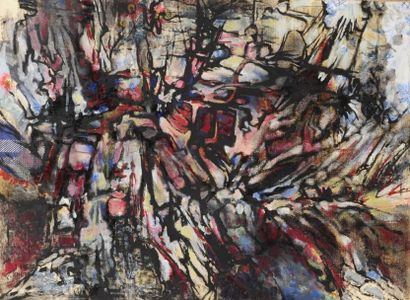 Pierre JOURDA (1931-2007) 
Composition, 1966
Huile sur toile et collage.
Porte le...