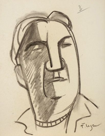 Pierre JOURDA (1931-2007) 
Portrait de Fernand Léger, vers 1955
5 crayons gras.
Portent...