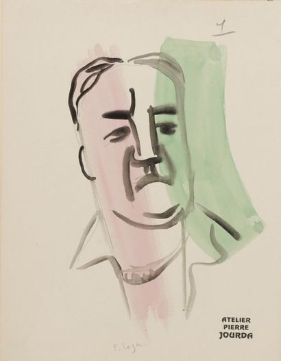 Pierre JOURDA (1931-2007) 
Portrait de Fernand Léger, vers 1955
4 crayons gras et...