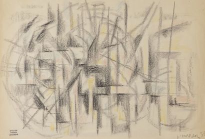 Pierre JOURDA (1931-2007) 
Composition, 1958
Crayon gras.
Daté.
Porte le cachet de...