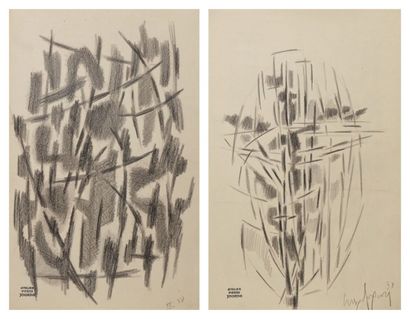 Pierre JOURDA (1931-2007) 
Composition, 1958
2 crayons gras.
Portent le cachet de...