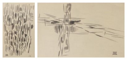 Pierre JOURDA (1931-2007) 
Composition, vers 1958
2 crayons gras.
Portent le cachet...