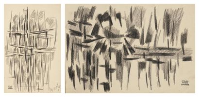 Pierre JOURDA (1931-2007) 
Composition, vers 1958
2 crayons gras.
Portent le cachet...