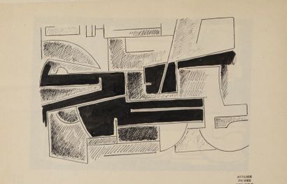 Pierre JOURDA (1931-2007) 
Composition, vers 1958
Encre de chine.
Porte le cachet...