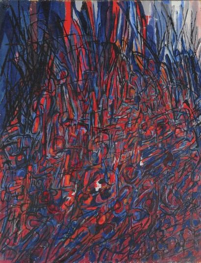 Pierre JOURDA (1931-2007) 
Mamfestatine, 1962
Huile sur toile.
Datée en bas à droite.
Porte...
