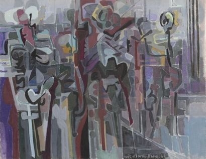 Pierre JOURDA (1931-2007) 
Nuit et brouillard, 1962
Huile sur toile.
Datée en bas...