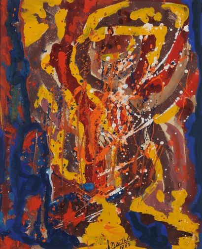 Jean MAILHE (1912-1997) 
La Pierre et l'espace, 1963
Gouache.
Signée et datée en...