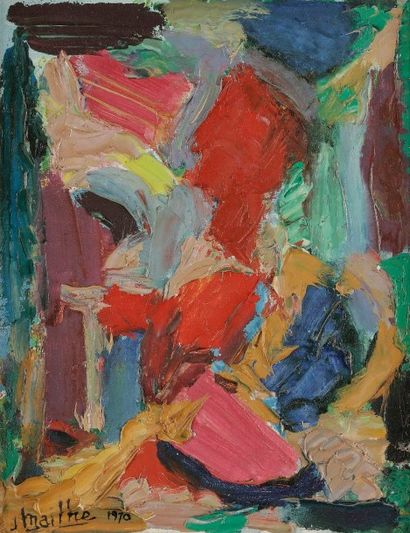 Jean MAILHE (1912-1997) 
Composition, 1970
Huile sur isorel.
Signée et datée en bas...