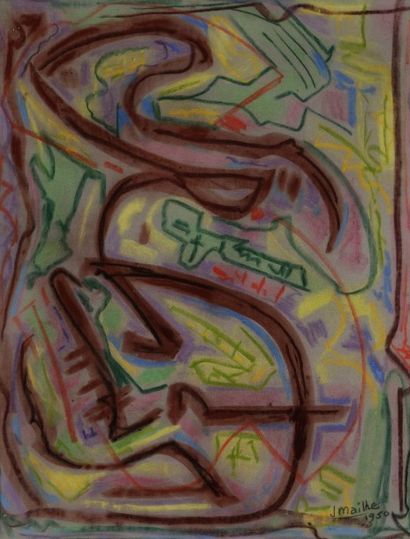 Jean MAILHE (1912-1997) 
Composition, 1950
Pastel sur papier velours.
Signée et datée...