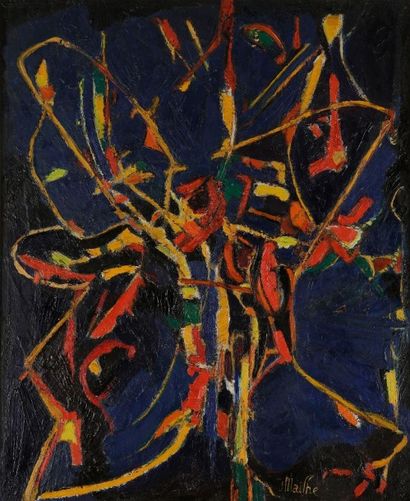 Jean MAILHE (1912-1997) 
Arabesques, 1952
Huile sur isorel.
Signée en bas à droite.
Signée,...