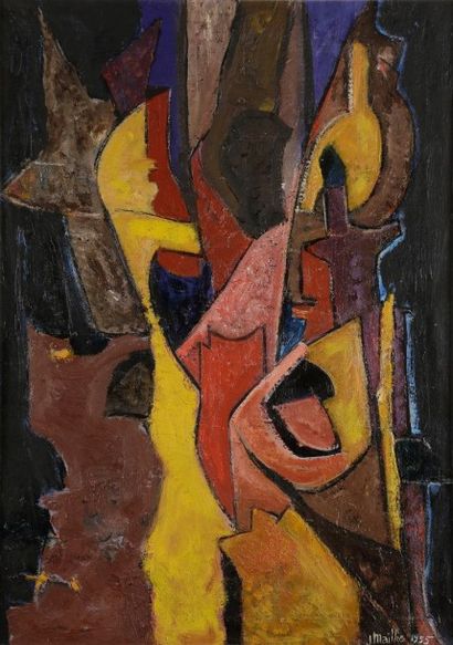 Jean MAILHE (1912-1997) 
Django, 1955
Huile sur toile.
Signée et datée en bas à droite.
Signée...