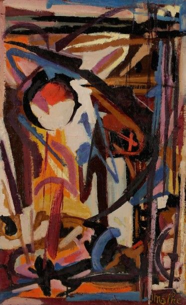 Jean MAILHE (1912-1997) 
Composition, 1961
Huile sur toile.
Signée en bas à droite.
Signée...