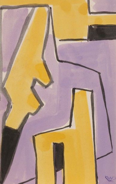 Willy ANTHOONS [belge] (1911-1983) 
Composition, vers 1955
Gouache.
Porte le cachet...