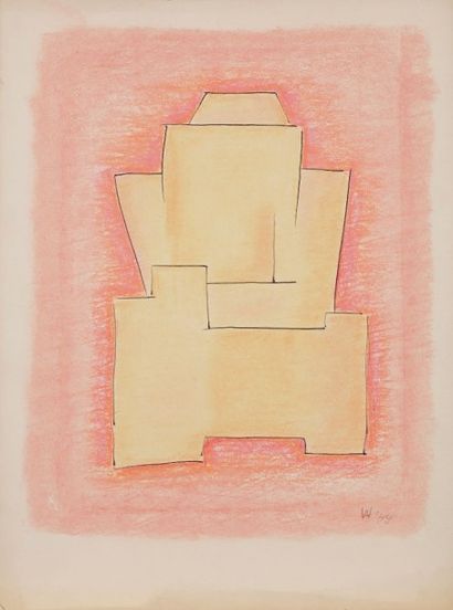 Willy ANTHOONS [belge] (1911-1983) 
Projet de sculpture, 1949
Encre et pastel gras.
Monogrammé...