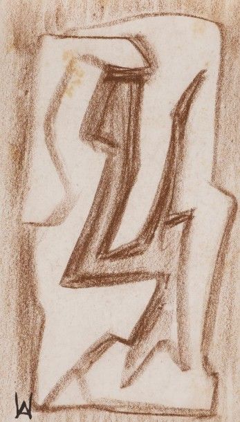 Willy ANTHOONS [belge] (1911-1983) 
Composition, vers 1950
5 crayons.
Portent le...