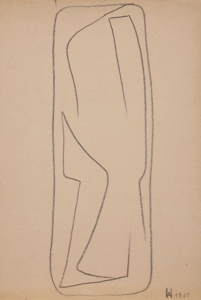 Willy ANTHOONS [belge] (1911-1983) 
Étude de sculptures, 1951
Crayon.
Monogrammé...