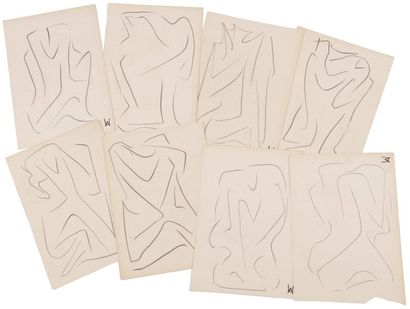 Willy ANTHOONS [belge] (1911-1983) 
Compositions, vers 1951
8 crayons.
Portent le...