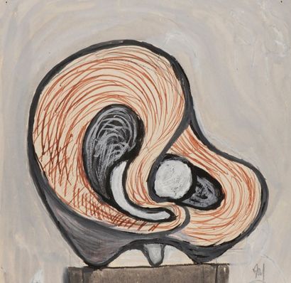 Willy ANTHOONS [belge] (1911-1983) 
Études de sculptures, vers 1946
2 gouaches et...