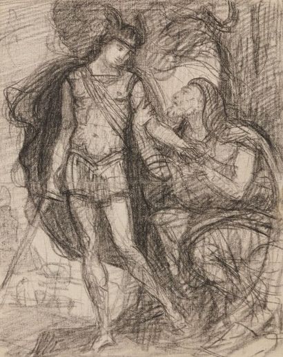 Armand POINT (1860-1932) 
Composition symboliste
Dessin au crayon noir.
Porte le...
