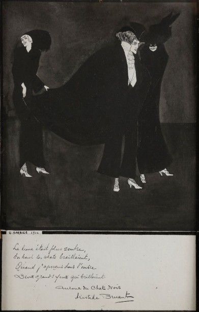 GEORGE BARBIER (1882-1932) 
Autour du Chat Noir, 1914
Dessin à l’encre et lavis d’encre.
Signé...