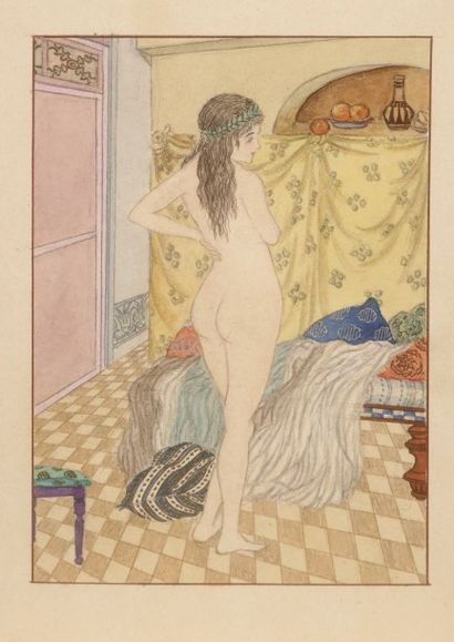 George BARBIER (1882-1932) ATTRIBUE A 
Illustrations pour Pierre Louÿs, « Les Chansons...