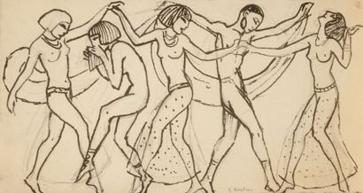 GEORGE BARBIER (1882-1932) 
Frises de danseurs assyriens (études pour « Les Chansons...