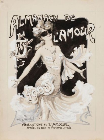 Jack ABEILLÉ (1873-?) 
Almanach de l’Amour pour 1905 (projet de couverture), 1904
Encre...